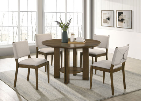 Ottowa Brown Round Wood Dining Table Set main view