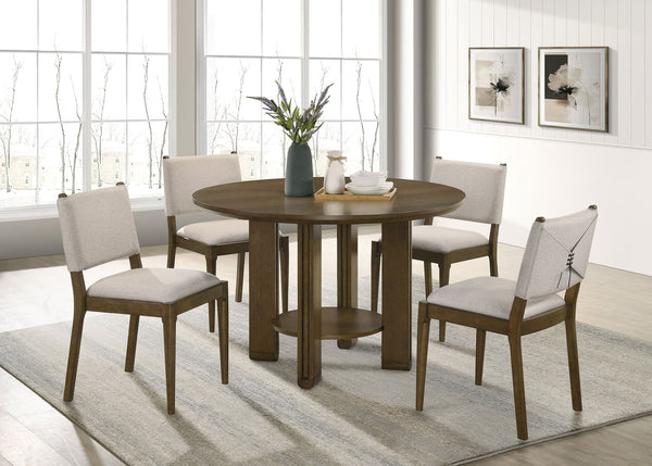 Ottowa Brown Round Wood Dining Table Set main view