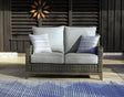 Elite Park Gray Outdoor Loveseat with Cushion front angle