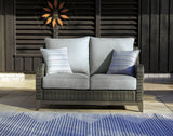 Elite Park Gray Outdoor Loveseat with Cushion front angle