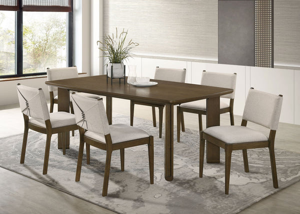 Ottowa brown rectangular wood dining table set main view