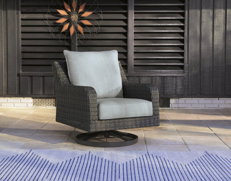 Elite Park gray outdoor swivel lounge chair front angle