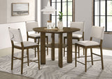 Ottowa Brown Round Counter Height Dining Set front view with table and four chairs