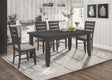 Dalila Dark Grey Rectangular Dining Room Set front view with table and chairs
