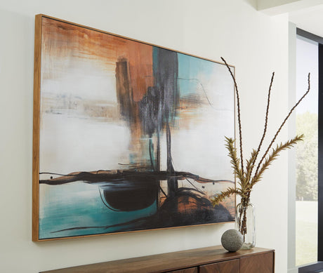 Brunonia teal orange black wall art front view