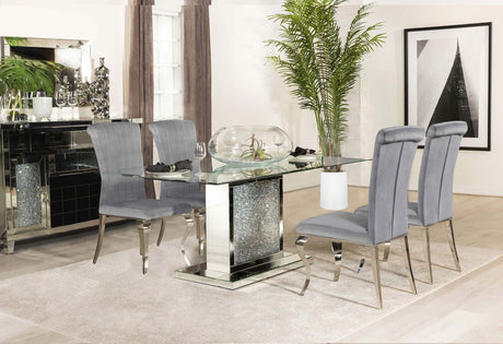 Marilyn Gray Rectangular Mirrored Dining Room Set main angle