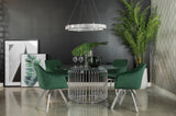 Veena Silver Round Glass Top Dining Room Set, main view