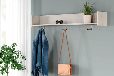 Socalle Light Natural Wall-Mounted Coat Rack with Shelf front view