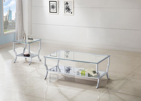 Saide coffee table with clear tempered glass top and chrome legs