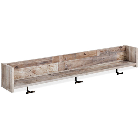 Neilsville whitewash wall mounted coat rack with shelf front view
