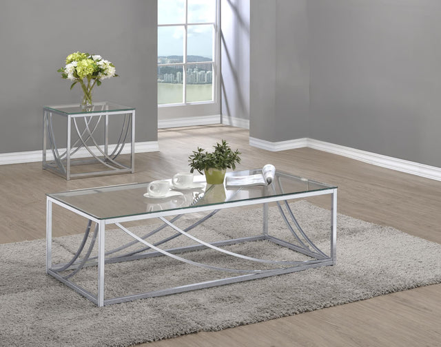 Lille 2-piece Glass Top Coffee and End Table Set front view