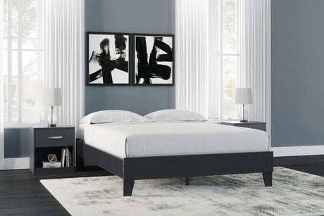 Finch Black Queen Platform Bed, front angle view