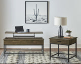 Byers brown oak lift-top coffee table front view