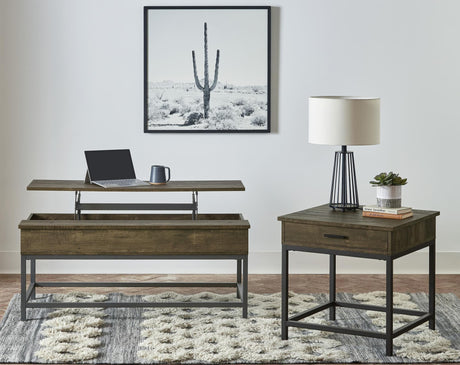 Byers brown oak lift-top coffee table front view
