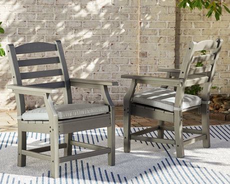 Visola Gray Outdoor Arm Chair with Cushion, front angle view