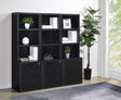 Westpark 3-piece black wall unit bookcase set front view