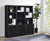 Westpark 3-piece black wall unit bookcase set front view