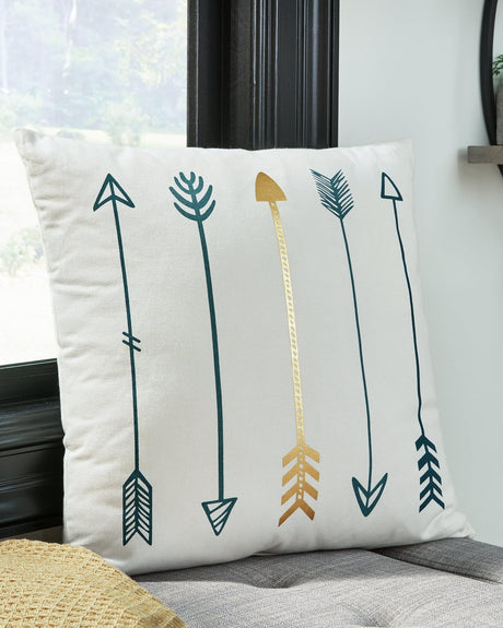 Gyldan decorative pillow set of 4 white teal gold front view