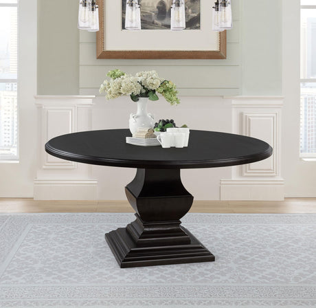 Twyla 60-inch round wood dining table dark cocoa, front view