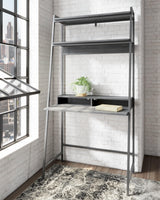Yarlow 36 inch black home office desk front view with shelves