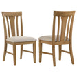 Hartville dining side chair front view with slat back and white seat cushion