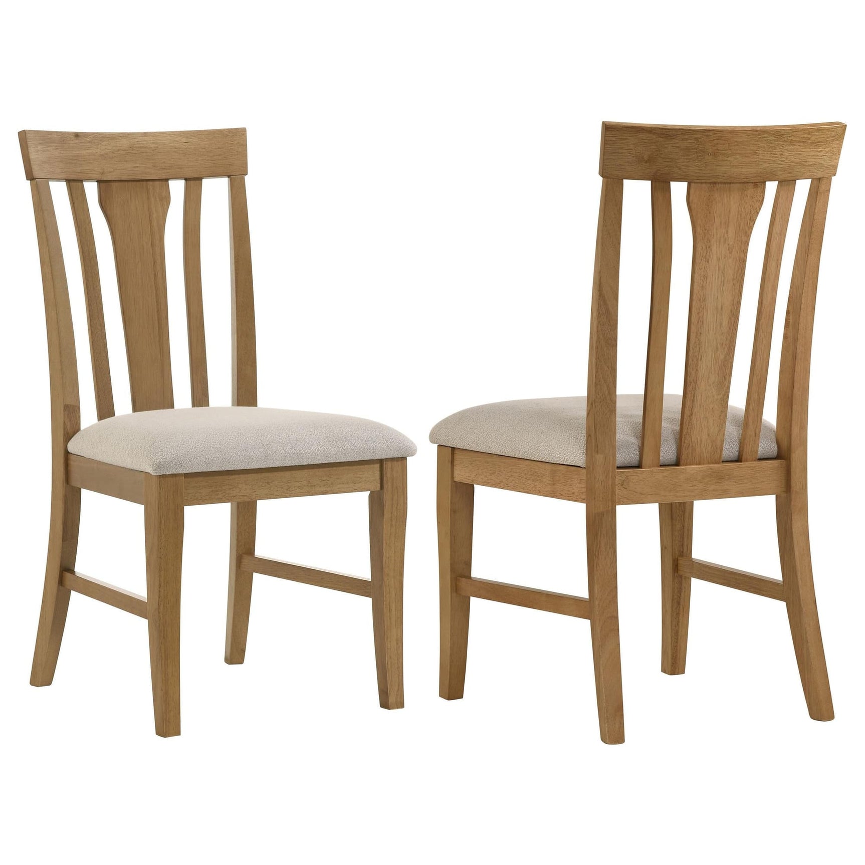 Hartville dining side chair front view with slat back and white seat cushion