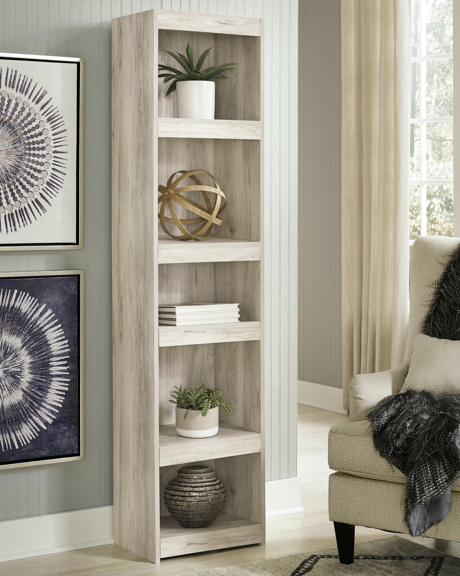 Bellaby Whitewash TV Pier front view with shelves