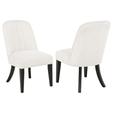 Leandro cream upholstered dining side chair front view