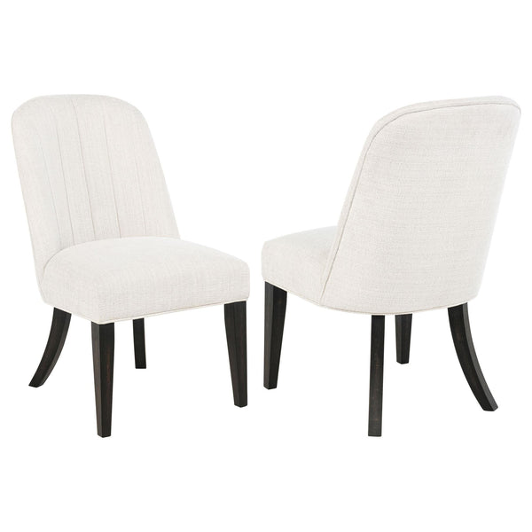 Leandro cream upholstered dining side chair front view