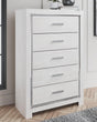 Altyra White Chest of Drawers front angle with drawers closed