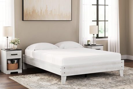 Shawburn Whitewash Queen Platform Bed front angle