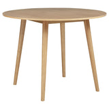 Andrews 48-inch round counter height dining table light ash finish angled side view