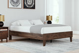 Calverson Mocha Full Size Platform Bed angled view - Ella Furniture