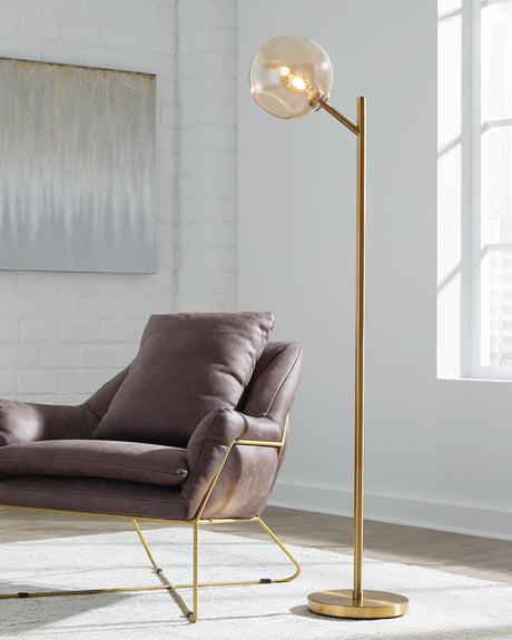 Abanson Amber gold finish floor lamp - front angle