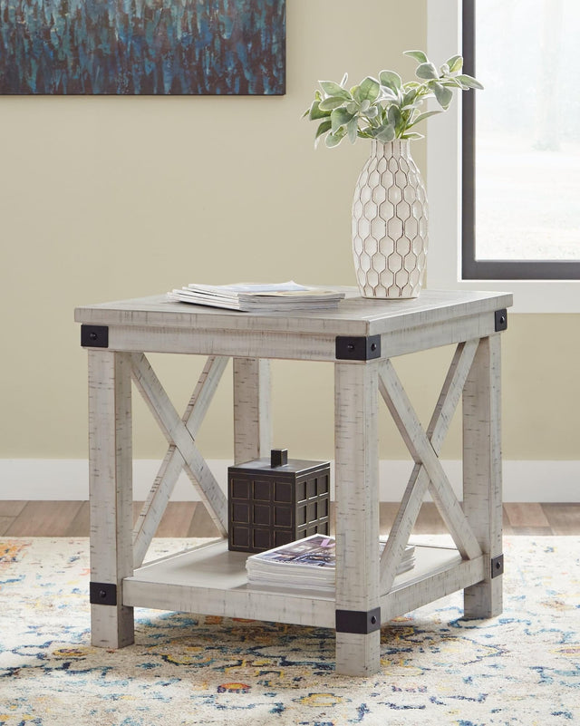 Carynhurst whitewash end table front angle view