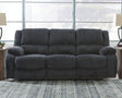 Draycoll Slate Chenille Reclining Sofa angled view