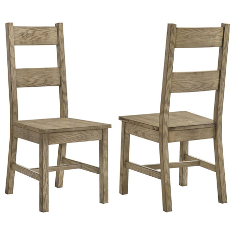 Cardova solid wood ladder-back dining side chair in vineyard oak, front angle
