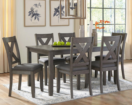 Caitbrook Gray Dining Table and Chairs set, front view