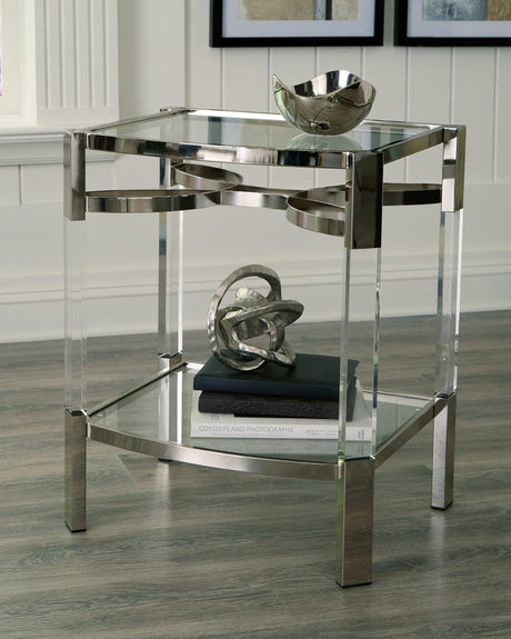 Chaseton Accent Table clear acrylic and silver finish front view
