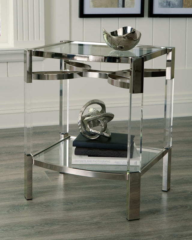 Chaseton Accent Table clear acrylic and silver finish front view