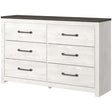 Gerridan White and Gray 6-Drawer Dresser front angle