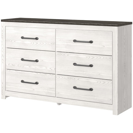 Gerridan White and Gray 6-Drawer Dresser front angle