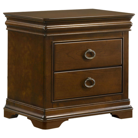 Garland 3-drawer nightstand front view in brown cherry