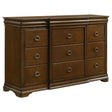 Garland 11-drawer brown cherry bedroom dresser cabinet front view