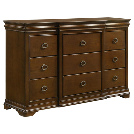 Garland 11-drawer brown cherry bedroom dresser cabinet front view