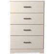 Front view of Stelsie White Chest of Drawers showing four drawers