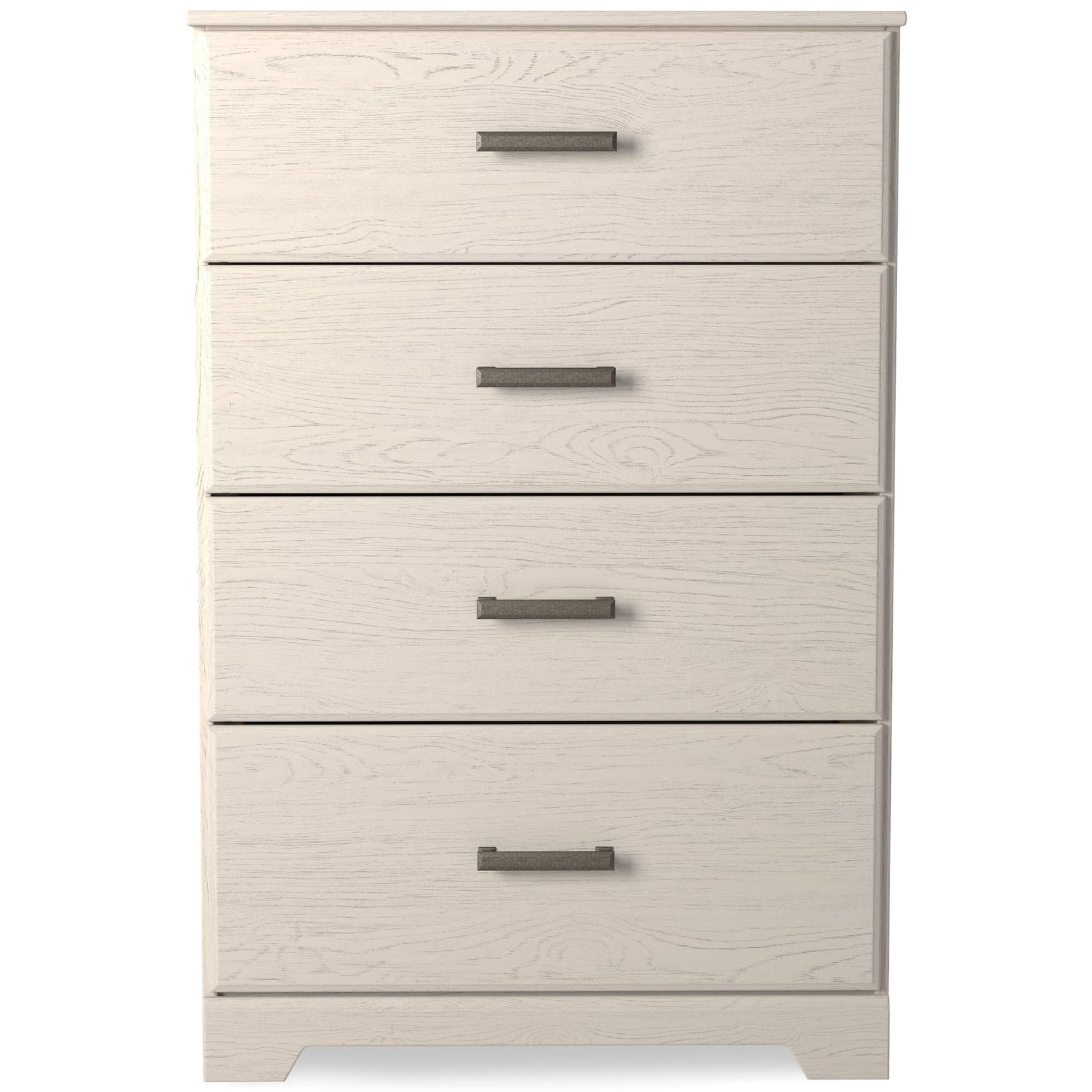 Front view of Stelsie White Chest of Drawers showing four drawers