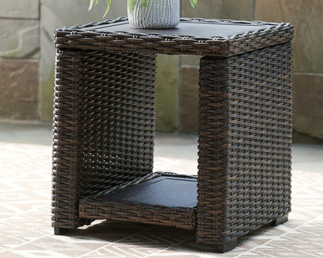 Grasson Lane Brown Outdoor End Table front view