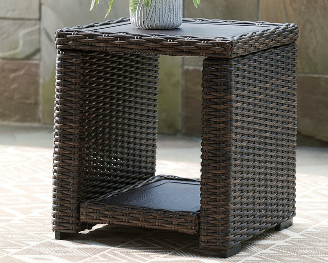 Grasson Lane Brown Outdoor End Table front view