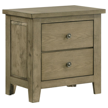 Hazlewood 2-Drawer Nightstand Vineyard Oak Front View